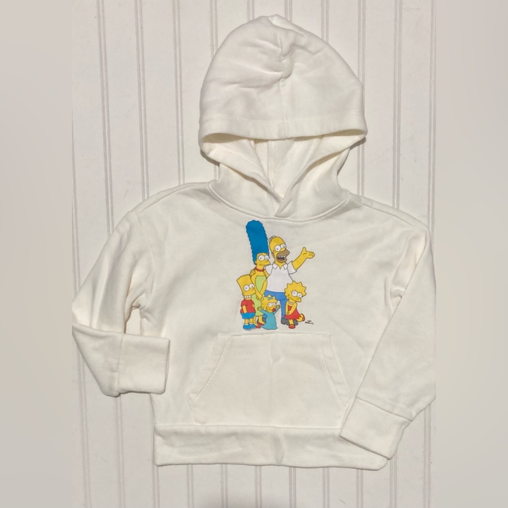 Old Navy Kid’s Hoodie Size XS 5 White Simpson’s Pullover Sweater Long Sleeve Top